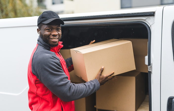 Mover carrying box with a smile